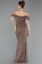 Robe De Soirée Perlé Longue Brun clair ABU5557