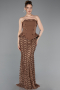 Robe De Soirée Squameuse Longue Cuivre ABU5919