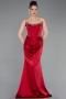 Robe Queue de Poisson Longue Satin Rouge Bordeaux ABU6109