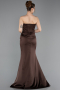 Robe Queue de Poisson Longue Satin Brun foncé ABU6109