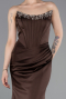 Robe Queue de Poisson Longue Satin Brun foncé ABU6109