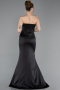 Robe Queue de Poisson Longue Satin Noir ABU6109