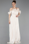 Robe de Soirée Longue Mousseline Beige ABU6110