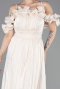 Robe de Soirée Longue Mousseline Beige ABU6110
