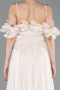 Robe de Soirée Longue Mousseline Beige ABU6110
