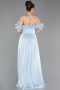 Robe de Soirée Longue Mousseline Bleu clair ABU6110