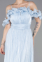 Robe de Soirée Longue Mousseline Bleu clair ABU6110
