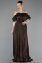 Robe de Soirée Longue Mousseline Brun ABU6110