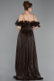 Robe de Soirée Longue Mousseline Brun ABU6110