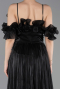 Robe de Soirée Longue Mousseline Noir ABU6110