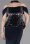 Robe de Soirée Longue Bleu Marine ABU6094