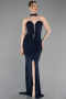 Robe de Soirée Longue Bleu Marine ABU6112
