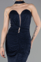 Robe de Soirée Longue Bleu Marine ABU6112