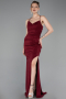 Robe de Soirée Longue Rouge Bordeaux ABU6115