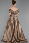 Robe De Soirée Perlé Longue Brun clair ABU5400