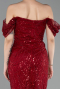 Robe De Soirée Perlé Longue Rouge Bordeaux ABU5557