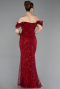 Robe De Soirée Perlé Longue Rouge Bordeaux ABU5557