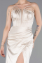 Robe De Soirée Satin Longue Beige ABU5923