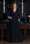 Robe de Soirée Grande Taille Longue Mousseline Bleu Marine ABU6067