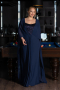 Robe de Soirée Grande Taille Longue Mousseline Bleu Marine ABU6071
