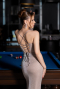 Robe de Soirée Longue Beige ABU6082