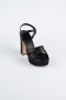 Chaussure Talon Plateforme Satin Noir ABS2104
