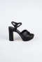 Chaussure Talon Plateforme Satin Noir ABS2104