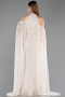 Robe de Soirée Longue Perlé Beige ABU6117