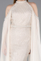 Robe de Soirée Longue Perlé Beige ABU6117
