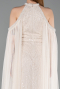 Robe de Soirée Longue Perlé Beige ABU6117