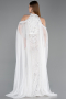 Robe de Soirée Longue Perlé Blanc ABU6117