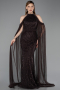 Robe de Soirée Longue Perlé Brun ABU6117