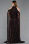Robe de Soirée Longue Perlé Brun ABU6117