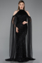 Robe de Soirée Longue Perlé Noir ABU6117