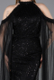 Robe de Soirée Longue Perlé Noir ABU6117