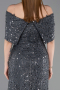 Robe de Soirée Longue Dantelle Anthracite ABU6119