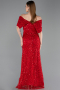 Robe de Soirée Longue Dantelle Rouge ABU6119