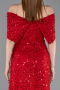 Robe de Soirée Longue Dantelle Rouge ABU6119