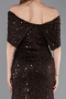 Robe de Soirée Longue Dantelle Brun foncé ABU6119