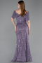 Robe de Soirée Longue Dantelle Lilas ABU6119