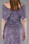 Robe de Soirée Longue Dantelle Lilas ABU6119