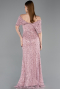 Robe de Soirée Longue Dantelle Poudre ABU6119