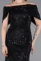 Robe de Soirée Longue Dantelle Noir ABU6119