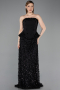 Robe de Soirée Longue Squameuse Noir ABU6124