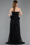 Robe de Soirée Longue Squameuse Noir ABU6124