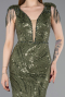 Robe De Soirée Perlé Longue Kaki ABU5637