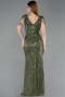 Robe De Soirée Perlé Longue Kaki ABU5637