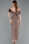 Robe De Soirée Perlé Midi Brun Clair ABK2453