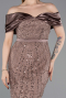 Robe De Soirée Perlé Midi Brun Clair ABK2453