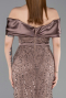 Robe De Soirée Perlé Midi Brun Clair ABK2453